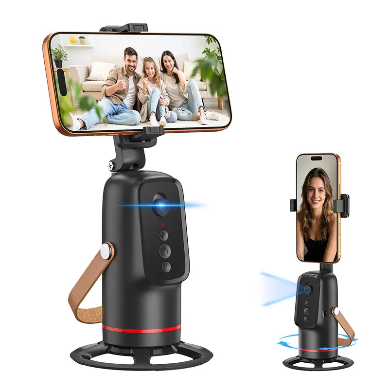 📱 Auto Face-Tracking Tripod for Smartphones – 360° Rotation & Gesture Control